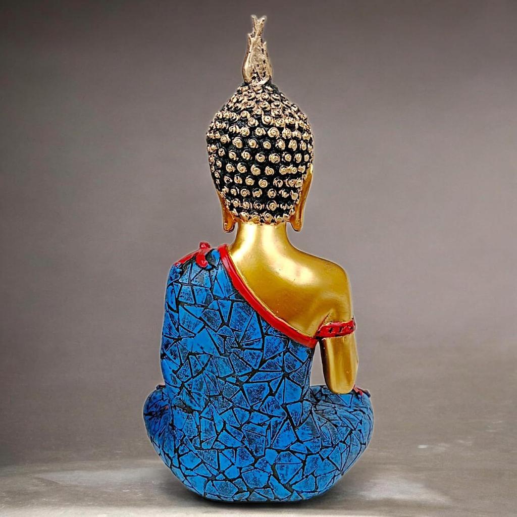 Meditating Sitting Buddha Idol Statue with Tealight Candle Holder Resin