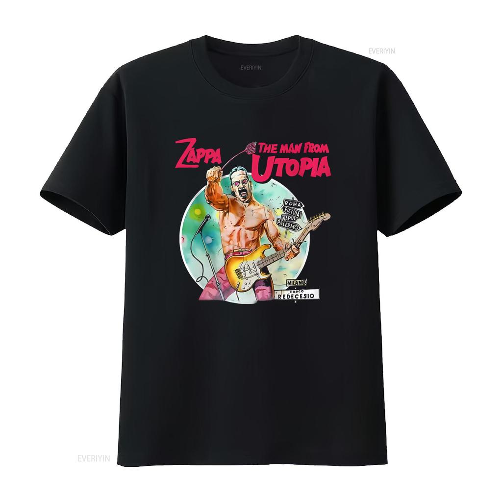 The Man from Utopia Frank Zappa Retro Rock Guitar T Shirt Vintage Design with City Names Perfect for Music Lovers vintage
