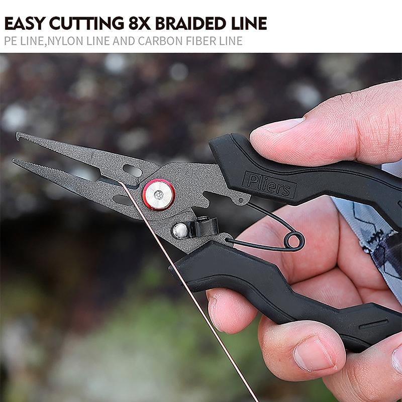 Stainless Steel Luya Pliers Multi-Functional Fish Control Device Anti-Rust Teflon Coating Small Mouth Fishing Pliers Cutting Lin
