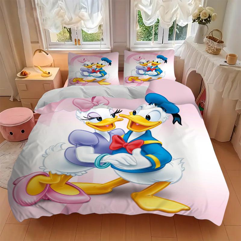 3pcs Donald Duck & Daisy Duck Couples Bedding Set Includes Quilt Cover and Pillowcases, Suitable for All Seasons S043