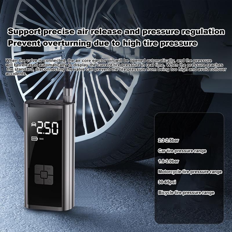 Digital Car Air Pump Compact Tire Inflator For Car Electric Cordless Automobiles Tire Pump With LED Lighting Design Outdoor