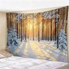 Christmas Psychedelic Tree Landscape Tapestry, Glowing Pink Forest Wall Hanging, Mystical Moon  River Backdrop for Room Decor