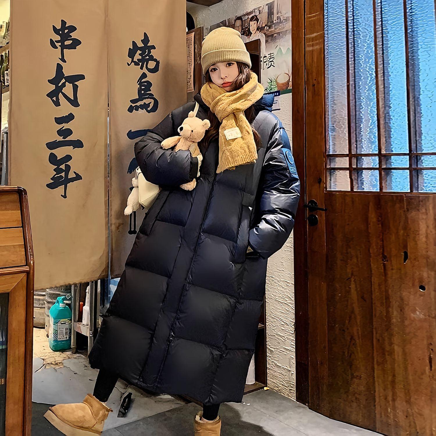 Пуховик женский зимний новый корейский стиль длиной до колена теплый утолщенный свободный — фото 6