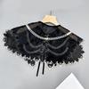 Embroidered Half Shirt False Collar Black Spread Lapel Versatile Art Collar Sweet Shawl False Decorative Shawl