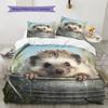 Beautiful Hedgehog Pattern Bedding Home Decoration Birthday Gift (1 * duvet cover + 2 * pillowcase, without core)