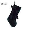 Xmas Party Supplies 19 Inch Velvet Christmas Stocking with Bow, Soft Large Fireplace Hanging Stockings for Gifts Sock Plush Cuff Mantel, Holiday Tree