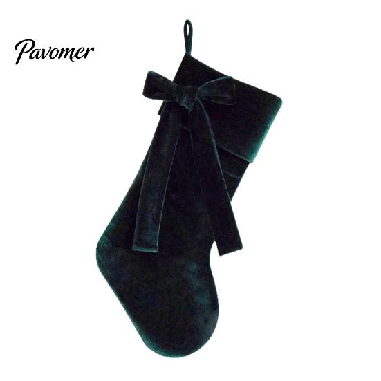 Xmas Party Supplies 19 Inch Velvet Christmas Stocking with Bow, Soft Large Fireplace Hanging Stockings for Gifts Sock Plush Cuff Mantel, Holiday Tree