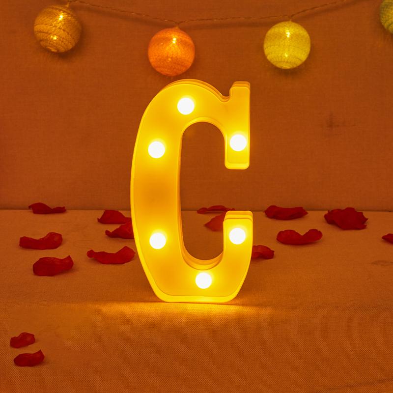 Alphabet Letter LED Lights Luminous Number Lamp Decor Battery Night Light for Home Wedding Birthday Christmas Party Decoration KTY