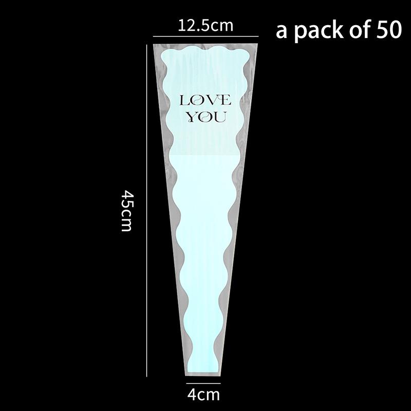 50 Pcs Iridescent Single Rose Sleeves DIY Transparent Flower Wrapping Bag Floral Material Packaging Waterproof