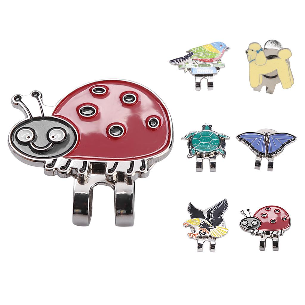 Stainless Steel Golf Hat Clip with Magnetic Ball Marker 18g 30-35mm Cute Animal Design Ladybug/Butterfly/Tortoise Durable Rustpr