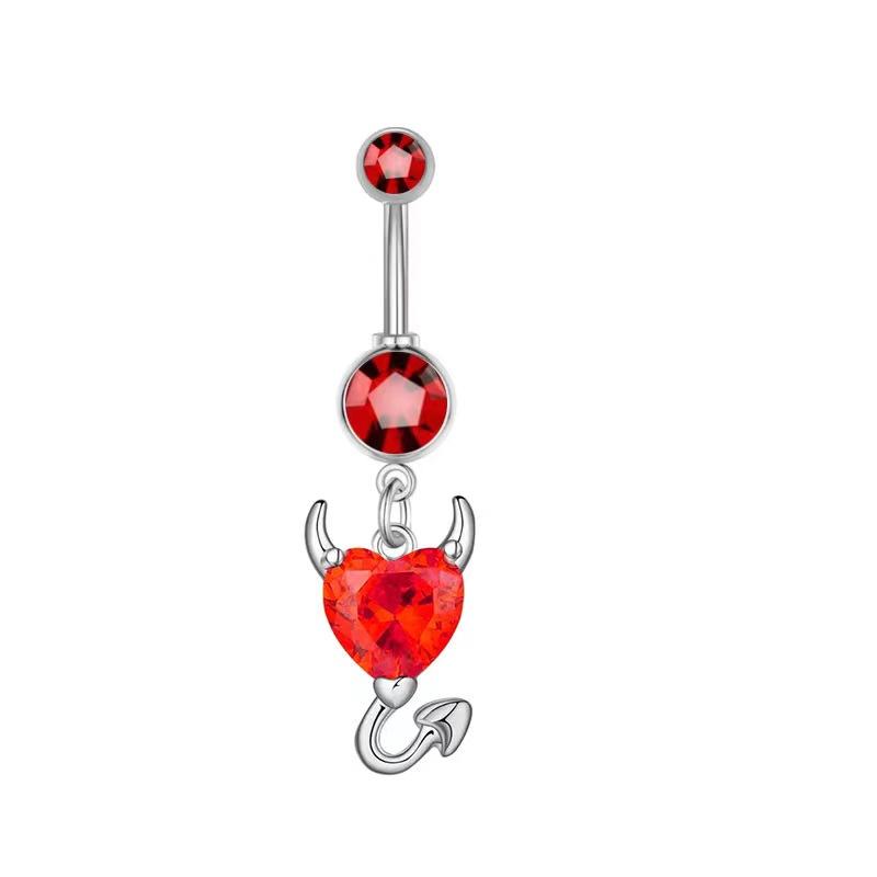 1PC Pink Color Series Crystal Belly Button Rings Snake Flower Heart Belly Ring for Women Stainless Steel Dangled Navel Piercing