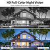 Three-Lens Security Camera Outdoor, 360° View Outside Camera, 2.4Ghz WiFi, Human Detection, Color Night Vision, Pan & Tilt, 10x Zoom,Two-Way Audio