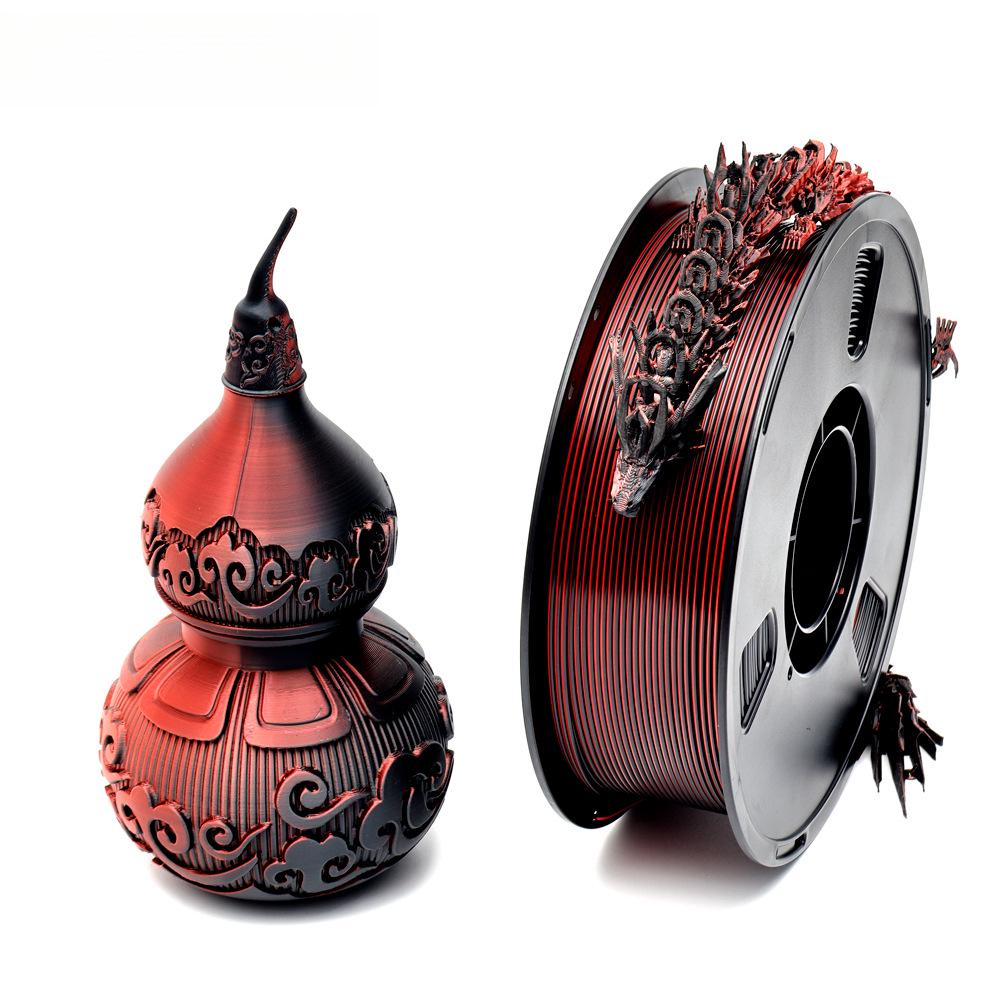 Dual-Color Silk PLA 3D Printing Filament, Non-Clogging & High Toughness, Imitation Metal, 1.75mm, 1kg