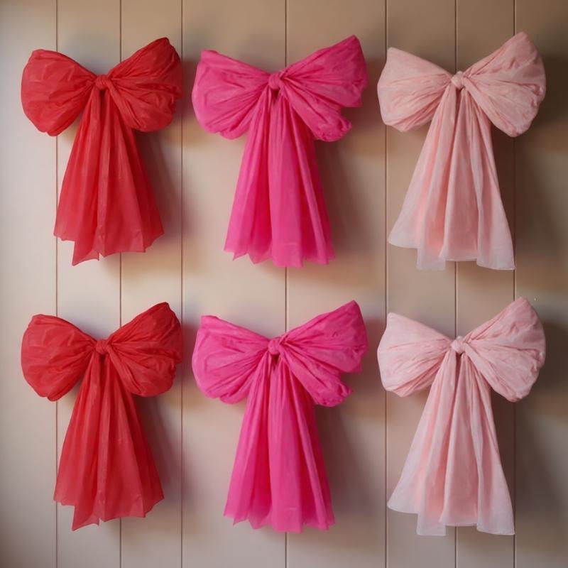 Pack of 6 Durable Efficient Plastic Large Wall Bows Designed for Long Time Celebration and Event Decors Applications