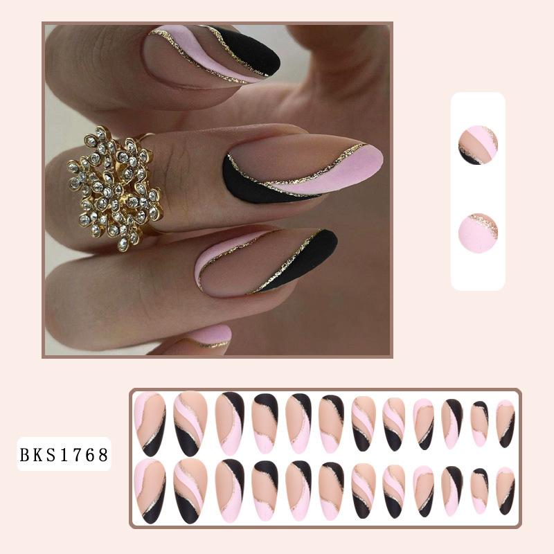 

24 шт. Френч-пресс на ногтях Короткие квадратные красно-коричневые акриловые накладные ногти с золотыми блестками Дизайн накладных ногтей Глянцевые искусственные ногти для женщин и девочек