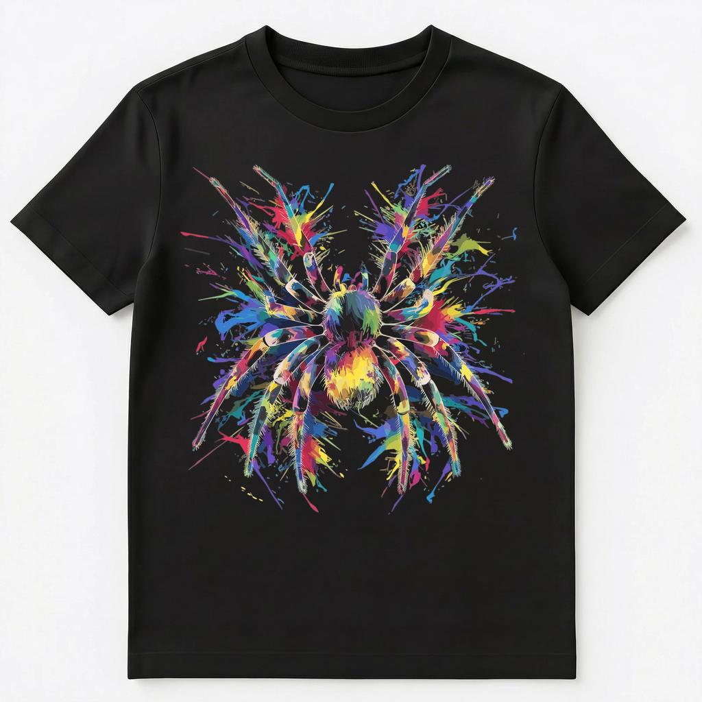 Colorful Paint Splash Tarantula Spider Art Graphic Unisex T-Shirt