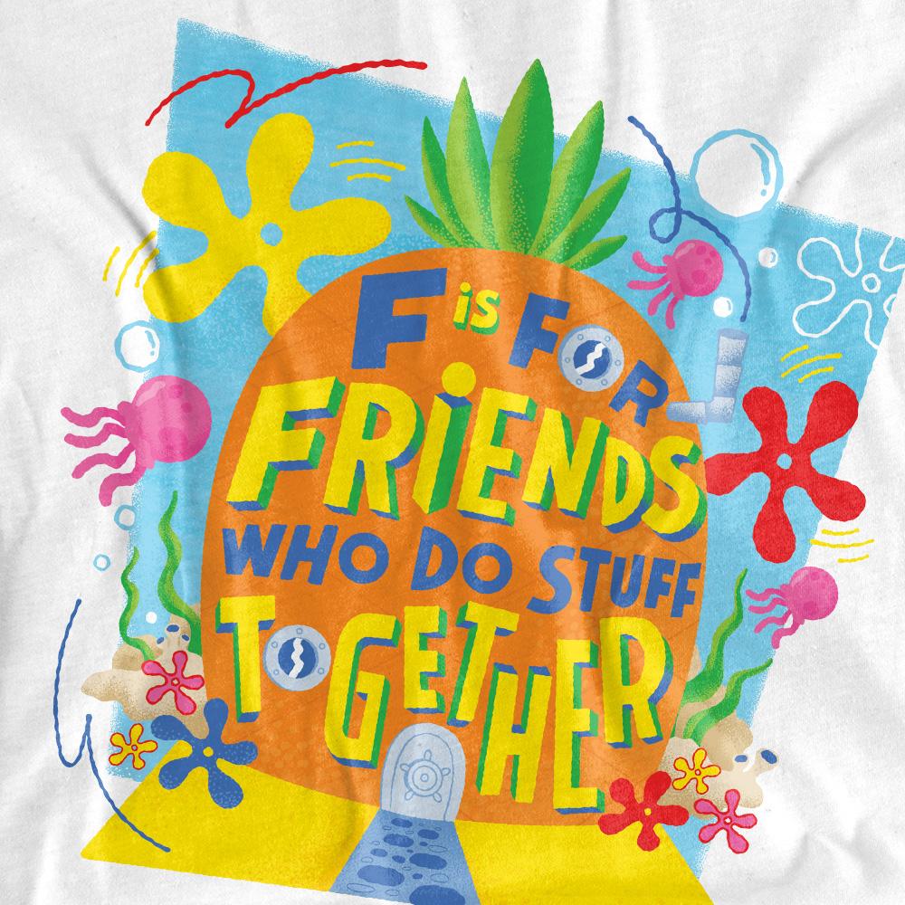 SpongeBob SquarePants Unisex Adult Friends Pineapple T-Shirt