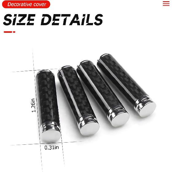 BELOMI 4 Pcs Car Door Lock Knobs, Carbon Fiber Auto Door Lock Pin Covers, Decorative Cover for Car Rod Bolt, Door Pull Pins Decor, Universal Vehicle