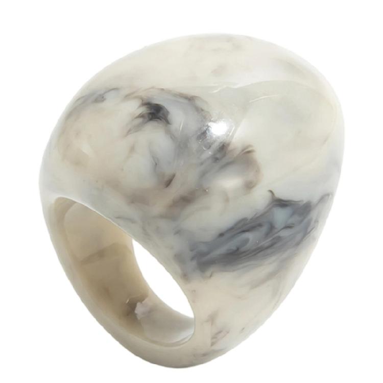 Marbled Effect Resin Art Rings Curved Wide Band Design Safe Construction Stackable Fashion Accessory Resin Texture