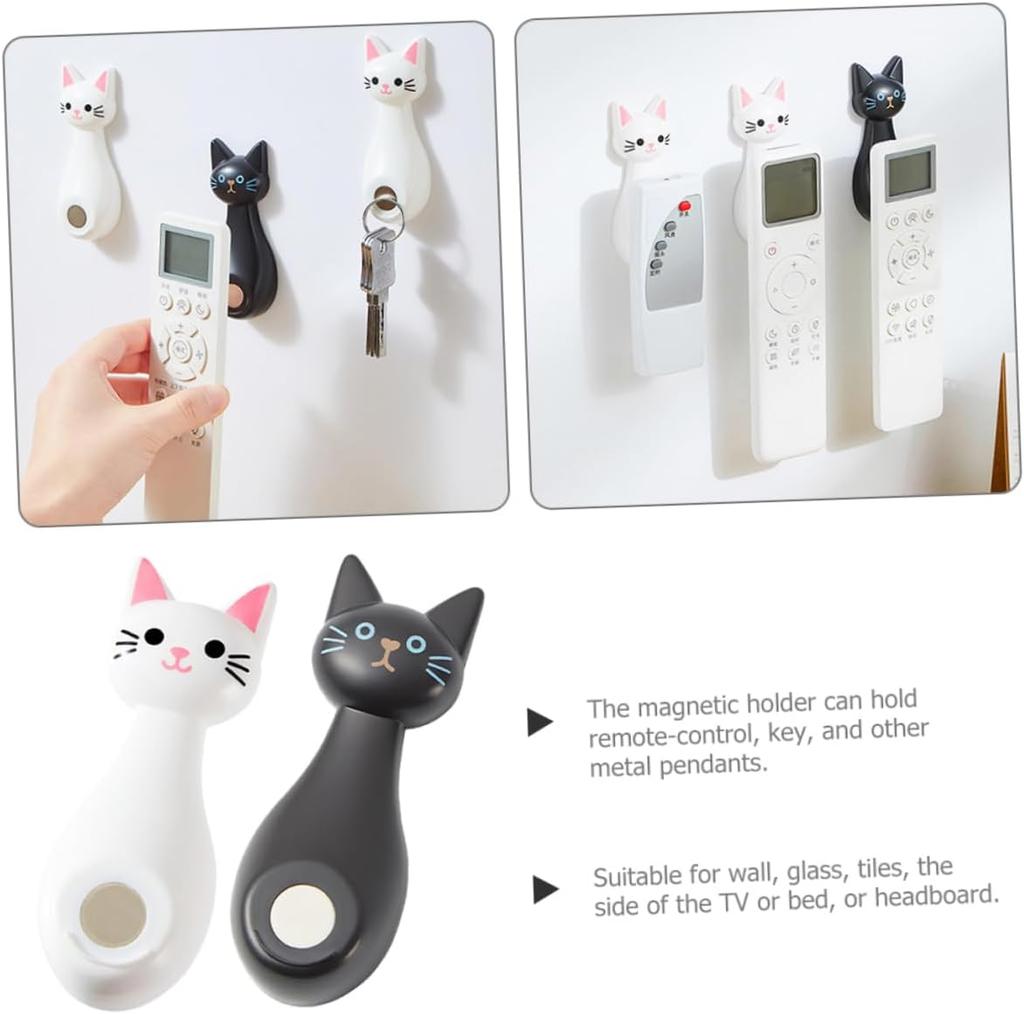 Practical Cute Cat Magnetic Hook Strong Adhesive No Drill Remote Control Router Organizer Wall Mounted Seamless Storage Hanger