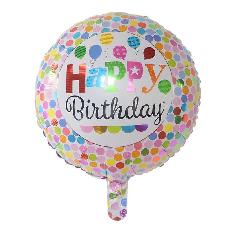 50Pcs/lot 18inch English Happy Birthday Aluminum Foil Balloon Round Helium Balloon Kids Birthday party decoration Air Golobs