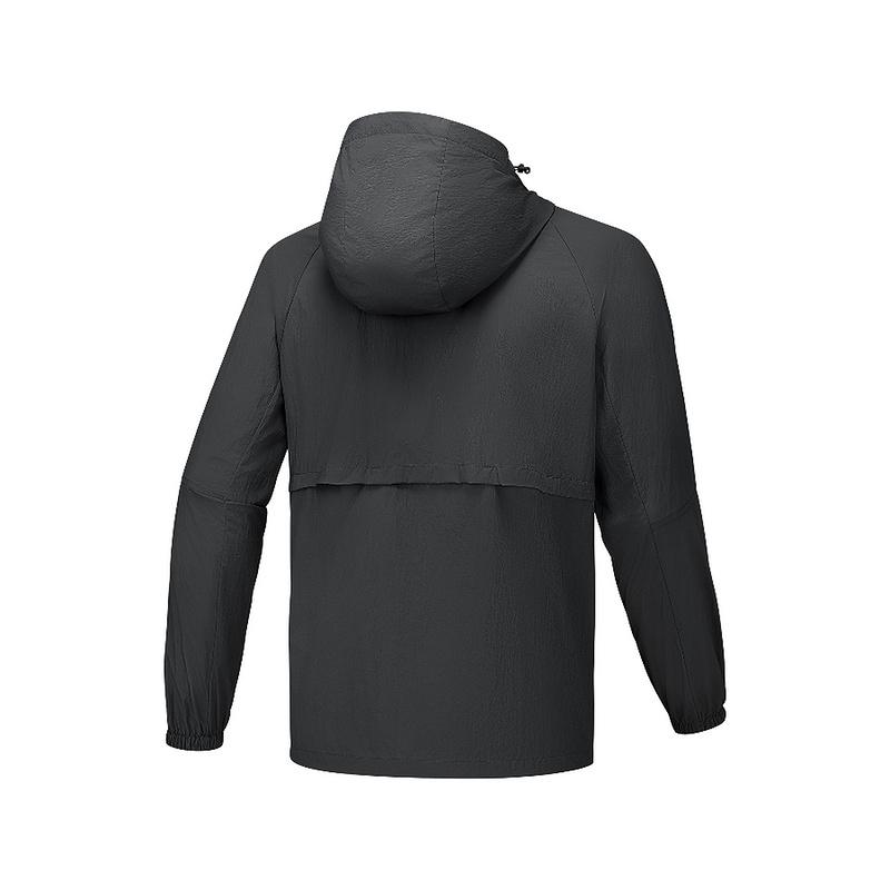 Skechers Outdoor Series Breathable Lightweight Woven Hooded Zip-Up Long Sleeve Jacket Unisex Jacket Charcoal-Deep-Gray P125U023-053B