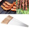 10pcs/set Anti-scald Flat Barbecue Skewers Anti-slip Flat Barbecue Needle  Outdoor Picnic Camping