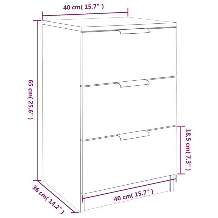 VidaXL Bedside Table Sonoma Grey 40x36x65 Cm 817053