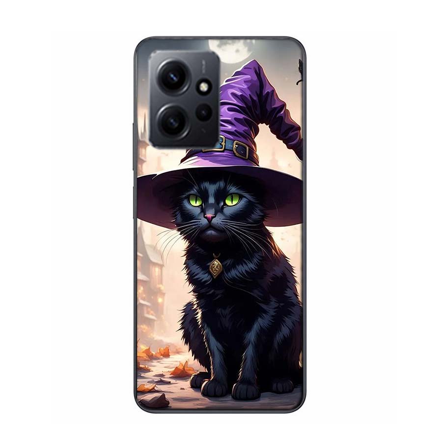 Halloween Magic Cat Phone Case For Redmi 12 13C 12C 15C 9 10 10C Note 13 Pro Plus 14 15 Pro 9T 9C 9A TPU Soft Cover Clear Cell C