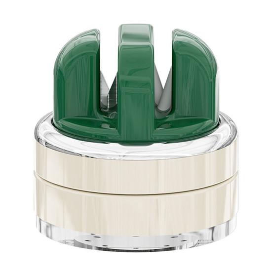 

Knife Sharpener with Suction Base Tungsten Steel & Ceramic Grinding Whetstones Portable Tool Sharpener for Kitchen Camping Travel зелений