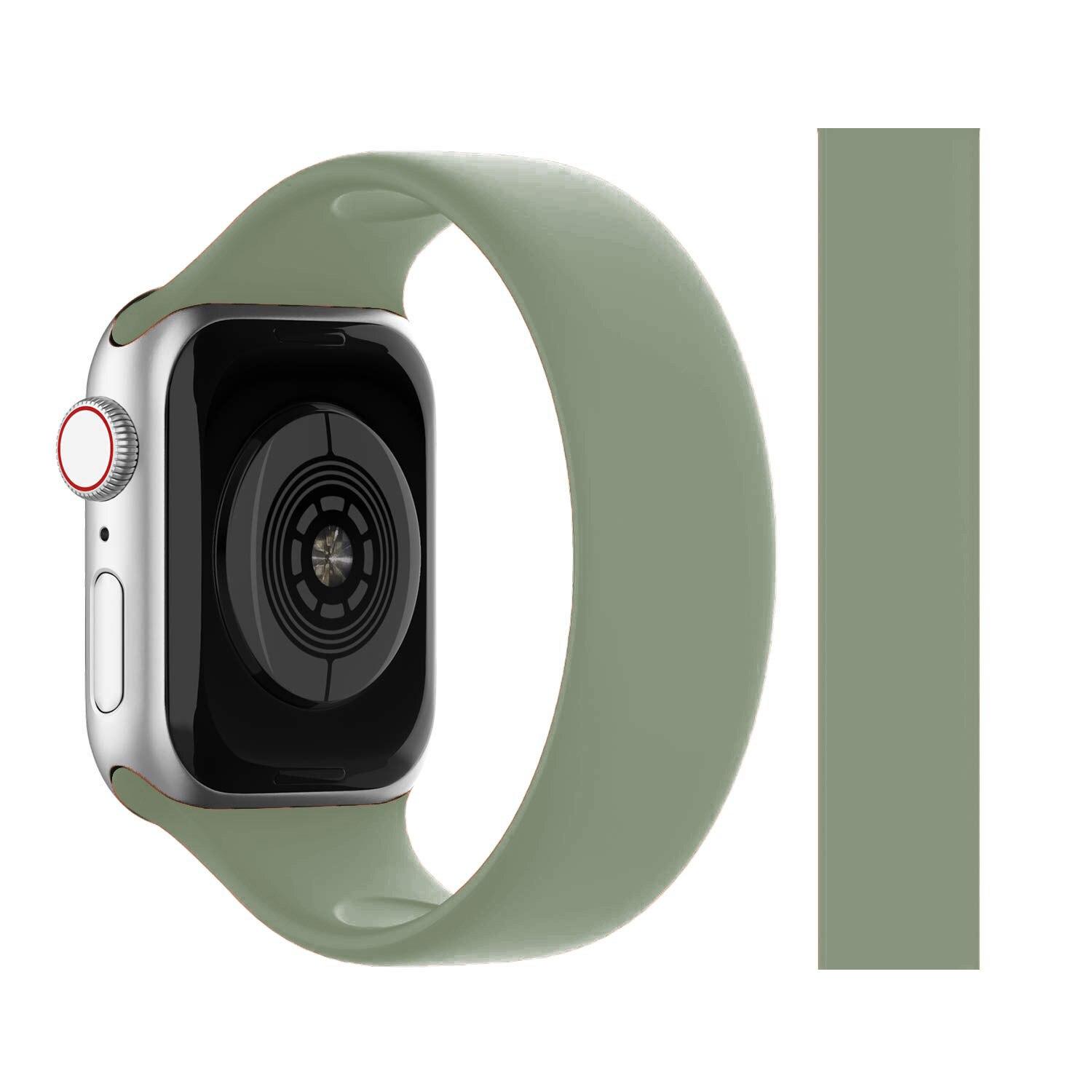 

Solo Loop для Apple Watch ремешок 44 мм, 40 мм, 45 мм, 41 мм, 38 мм, 42 мм, эластичный силиконовый ремешок для часов, браслет iWatch serie 7 6 5/4/3 SE Band 38mm 40mm 41mm&L светло-зеленый