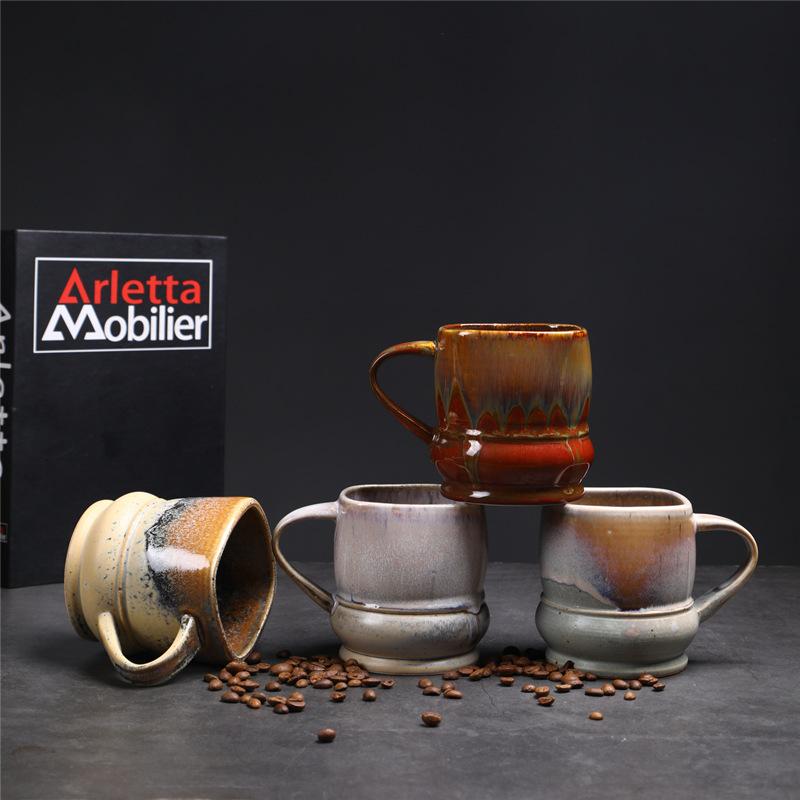 Large Middle Eastern Style Large-Capacity Ceramic Cup Large Beer Cup Kiln-Changed Coffee Cup