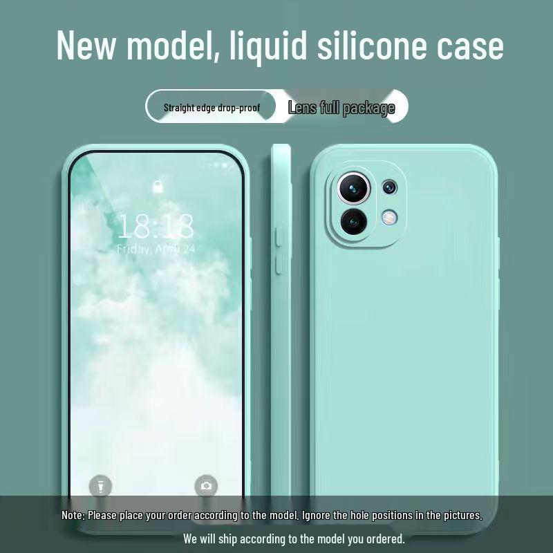 Custodia in Silicone Liquido Anti-Caduta Colore Solido per Xiaomi 11 Lite 5G NE
