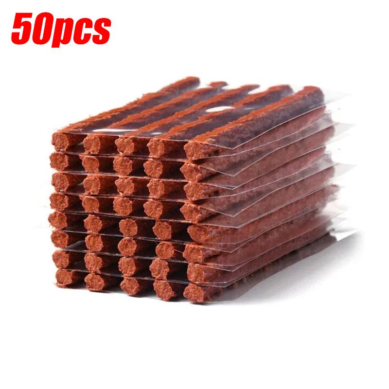 6–50-teiliges Reparaturset für schlauchlose Autoreifen mit Gummistreifen, Reifenpannenstopfen, Vakuum-Reifenreparaturwerkzeug für Motorräder und LKWs