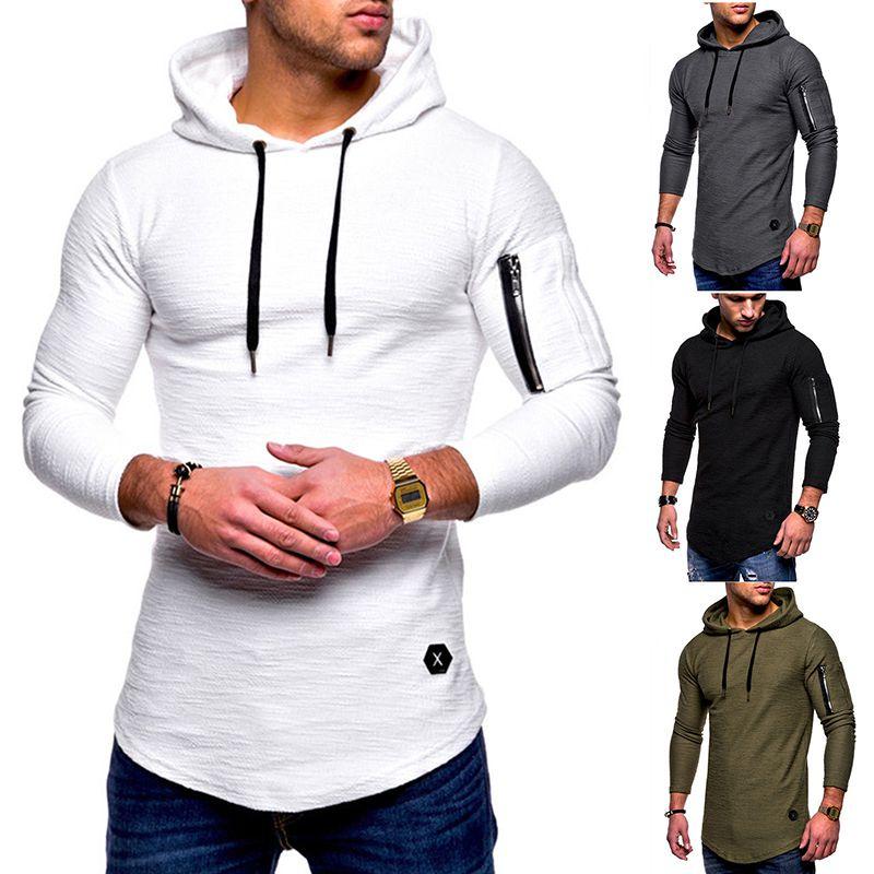 Slim Gym Mens Fit Hoodie Long Sleeve Muscle Tee Tshirt Tops Sweatshirt Blouse