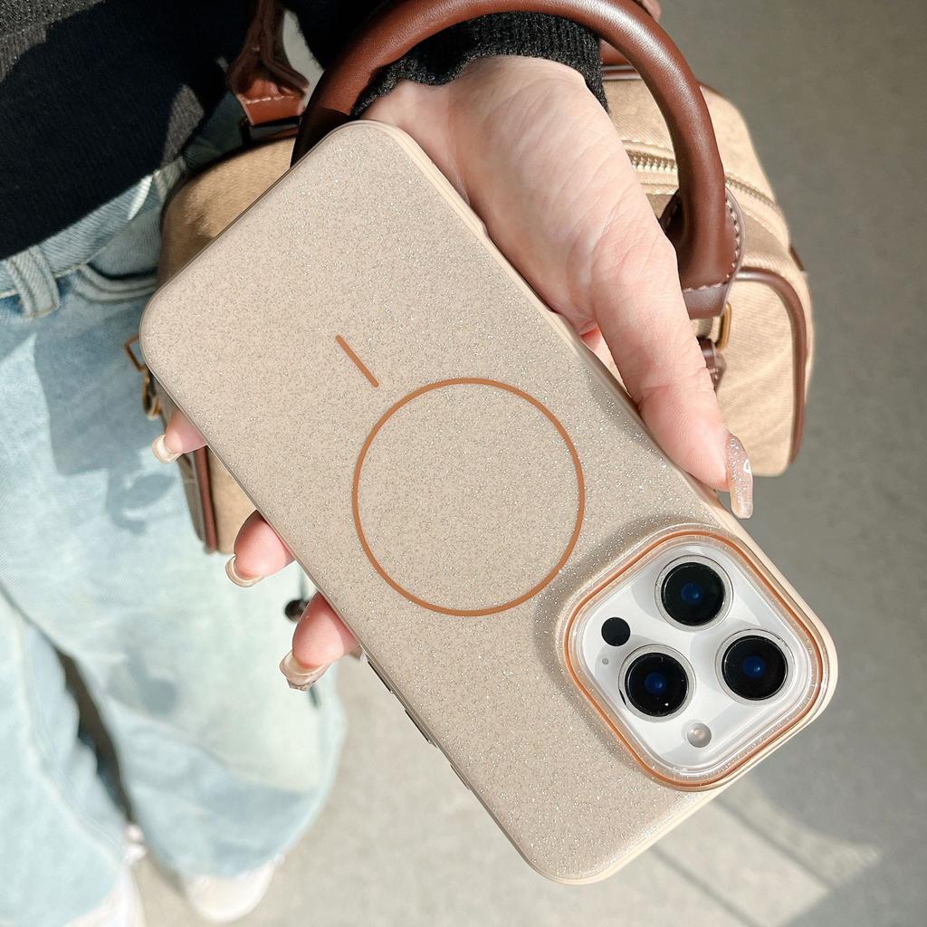Simple and Practical iPhone 16 Pro Max Apple 17 Phone Case 15/14 Magnetic IMD Glitter Fine Circle Soft Case