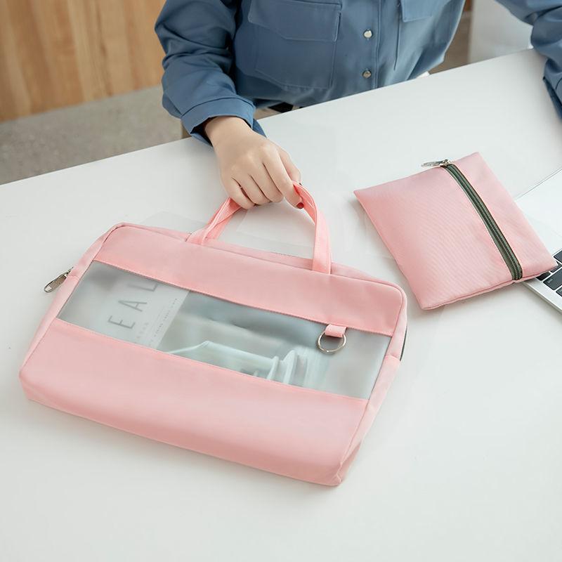 A4 File Bag Zipper Briefcase Women's File Bag Teacher Bag Hand-held Women's Business Bag Fashionable and Durable