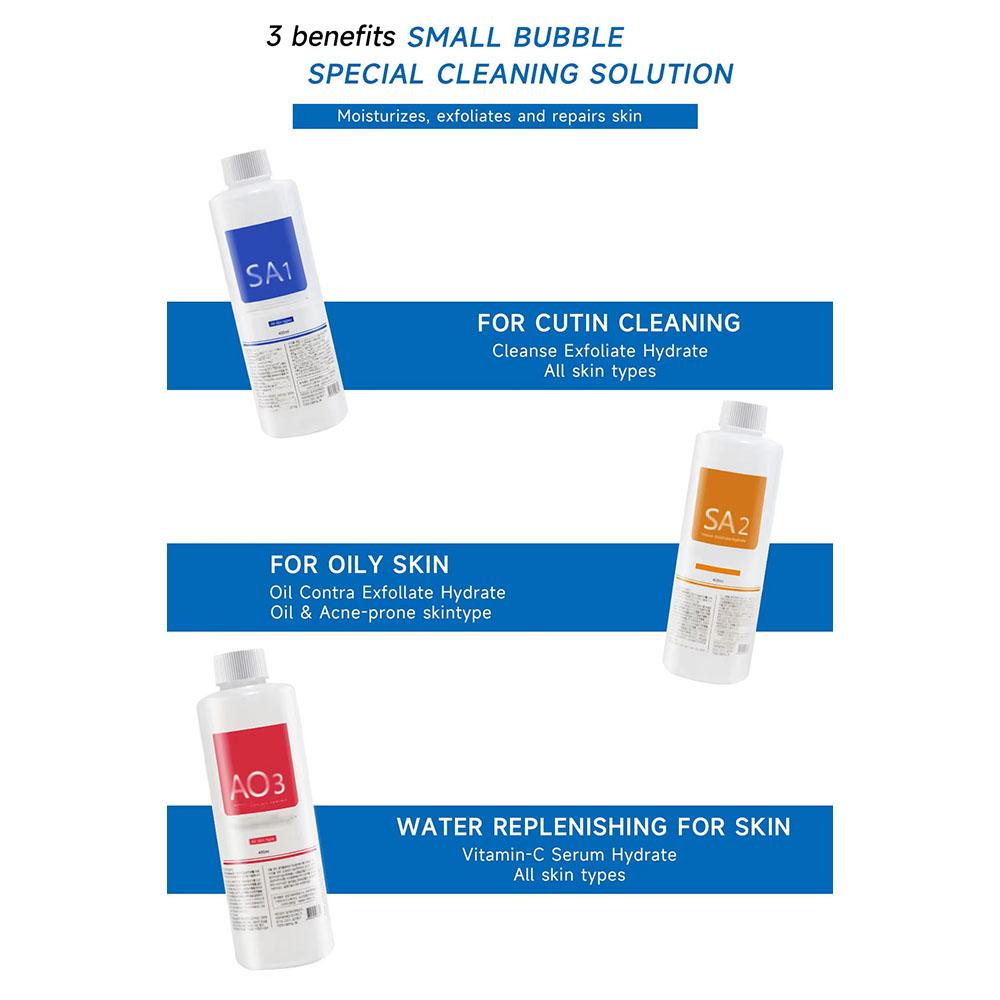 3 Bottle Hydro Aqua Peel Solution - Facial Serum for Hydra Dermabrasion Small Bubble Machine & Deep Skin Cleaning