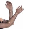 2/1 Paar Strass-Fischernetz-Langfingerhandschuhe Sexy Dehnbar Hohlhandschuhe für Hochzeiten Bankette Nachtclubs Festival-Partys Foto-Requisiten