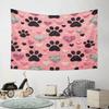 Pink Glitter Hearts and Paw Print Pattern Pattern Wall Hanging Tapestry Decorative Tapestry Home Decor for Bedroom and Living Room