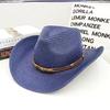 Cowboy Straw Hat Women's Summer Travel Visor Year New Ethnic Style Jazz Hat Big Brim Beach Hat