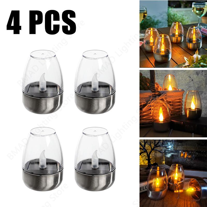 Solar Powered Flameless Candles Outdoor Waterproof LED Night Lights For Garden Wedding Party Decor Holiday Atmosphere Lamp