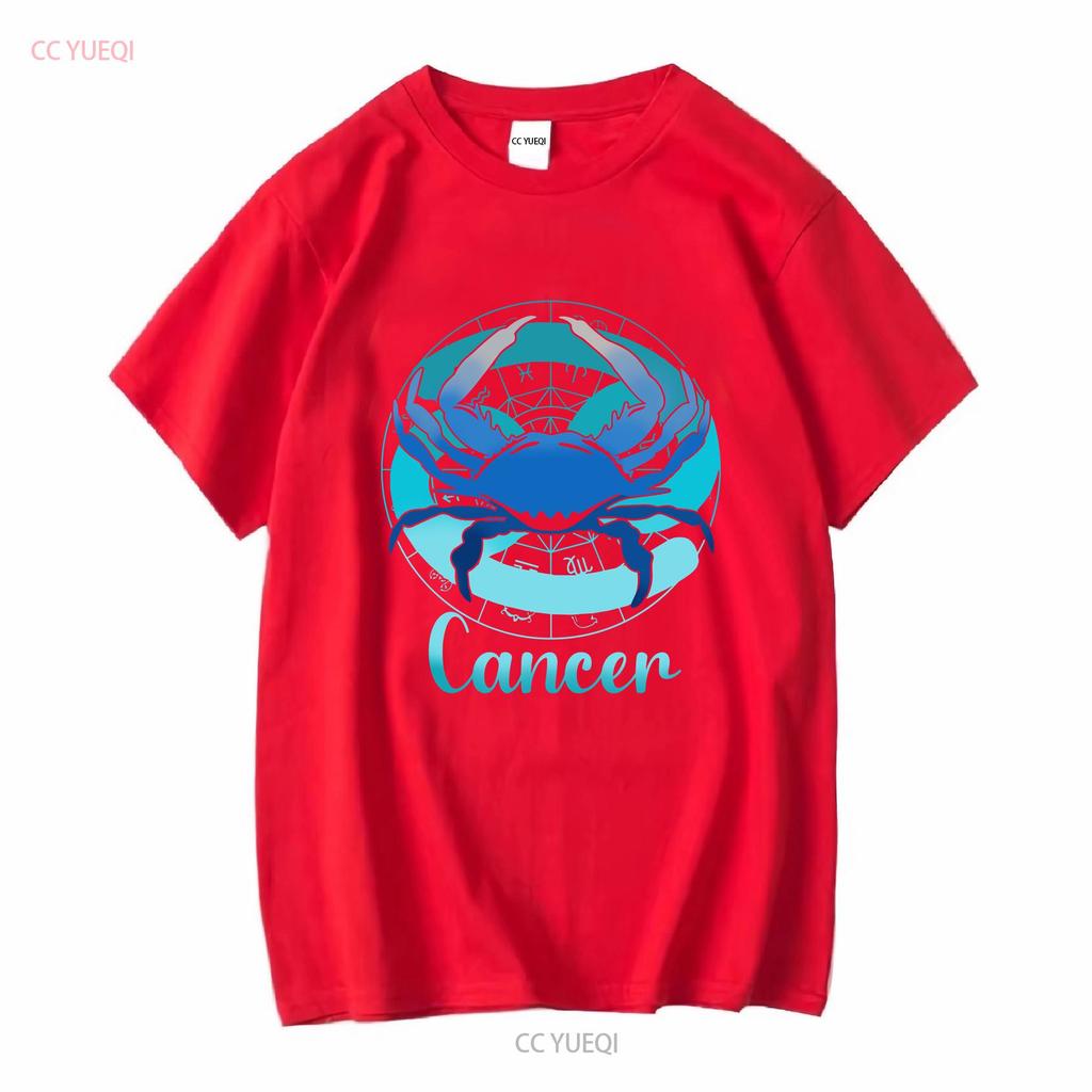 Cancer Astrology Zodiac Horoscope Sign T Shirt Long Or Short Sleeves Vintage Washed Stylish Versatile Streetwear Homme