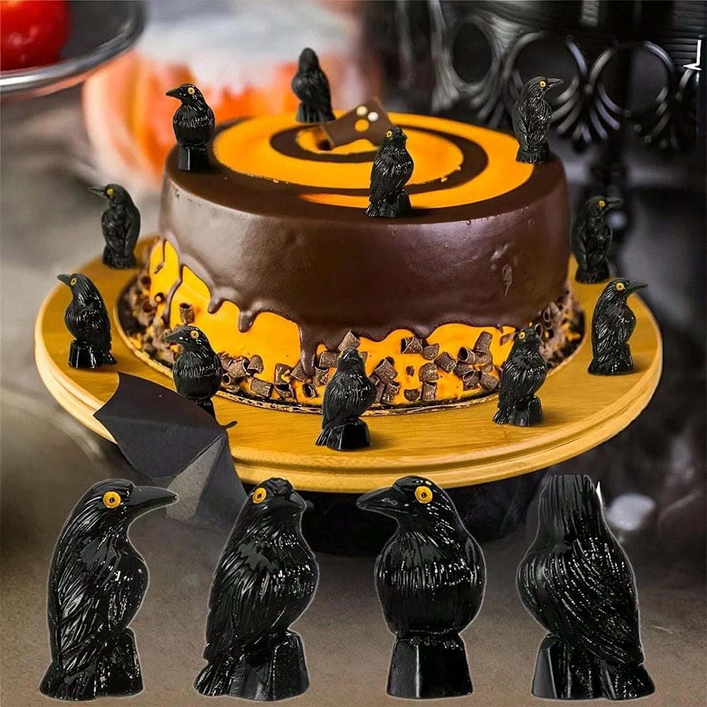 10 Pcs Miniature Crows Figurines Gothic Style Mini Resin Crows Figures Black Raven Summer Decor Tiny Resin Animals For Halloween Scene Decor