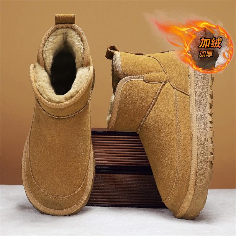 Snow boots winter velvet thickened fur integrated warm cotton shoes non-slip platform bread shoes lazy shoes