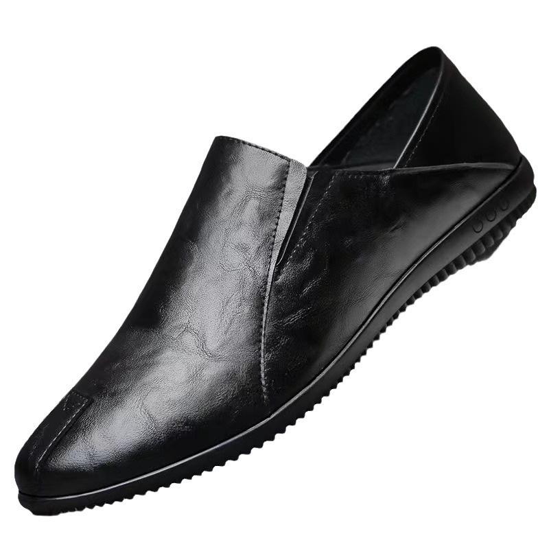 Herren Slipper Leder Loafer Absatz Zwei-Wege Weich Leicht Flach Rutschfeste Sohle Lässig Business Gehen Fahren Anzugschuhe