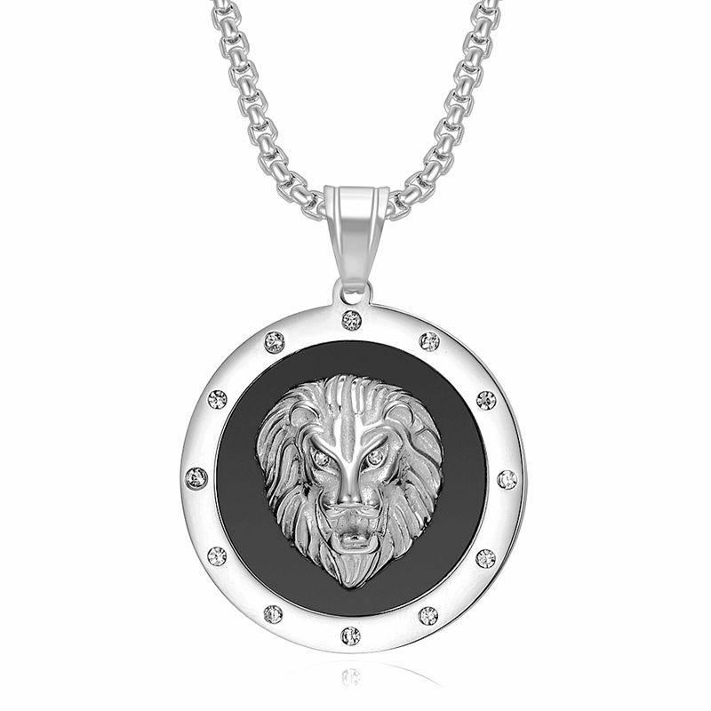 2026 Jewelry Fashion Trend Inlaid Zircon Lion Head Pendant Necklace Men's Party Jewelry Accessories