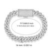 Klassischer Hip Hop Schmuck Individuell Messing Platinbeschichtet 14mm Komplett mit Zirkonia besetzter Zackenfassung Kubanische Gliederkette Armband Unisex