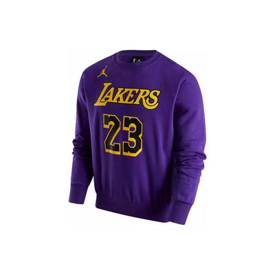 Jordan Sudadera de cuello redondo alfanumérica de los Lakers de Los Ángeles de la NBA con forro polar para hombre Púrpura DR2409-508
