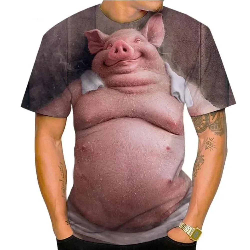 Fashionable and Fun Men's and Women's T-shirts, Short Sleeved Tops with Customized Pork Prints, Summer Casual 3D Prints, Best-selling, 2025